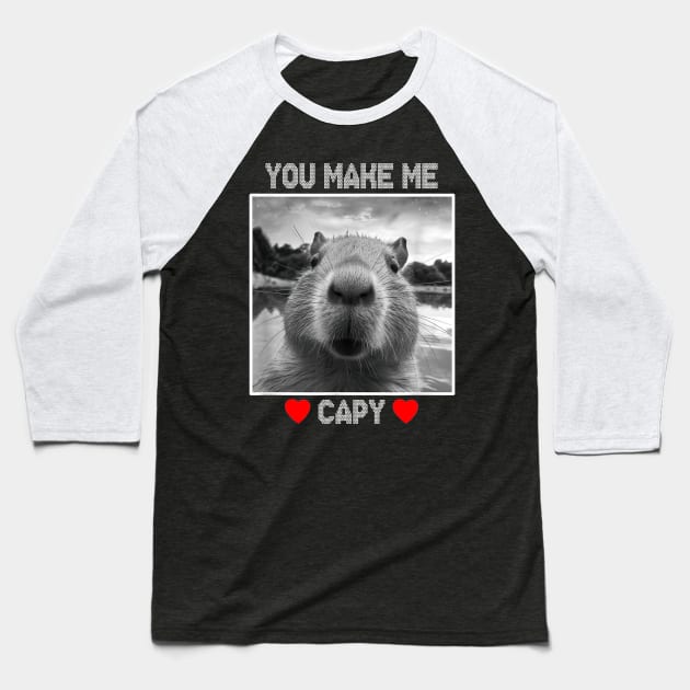 You Make Me Capy Happy valentine's day Capybara Baseball T-Shirt by Drawings Star